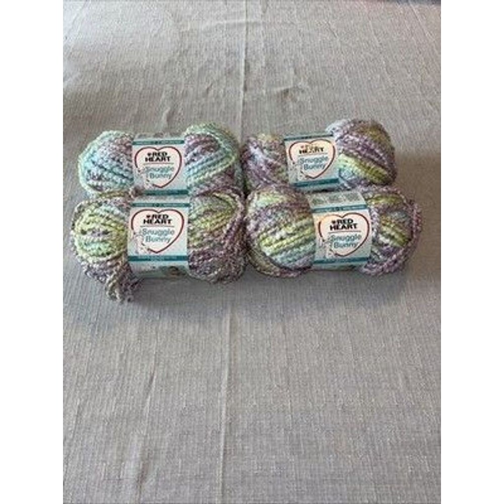Red Heart Snuggle Bunny Yarn - Dragonfly Lot 4 Skeins Purple Blue Super Bulky #6